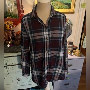 American Eagle Amazingly Soft Flannel Boyfriend Shirt S Cotton Blend Fall VGUC